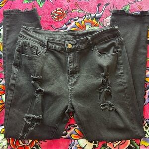 Black Distressed Skinny Jeans
